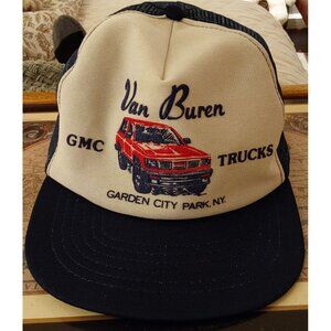 Van Buren GMC Truck Mesh Snapback Hat Navy & Red Logo Retro Style